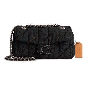 COACH Tabby 20 Quilted Denim Crossbody Bag BLACK Denim NWT